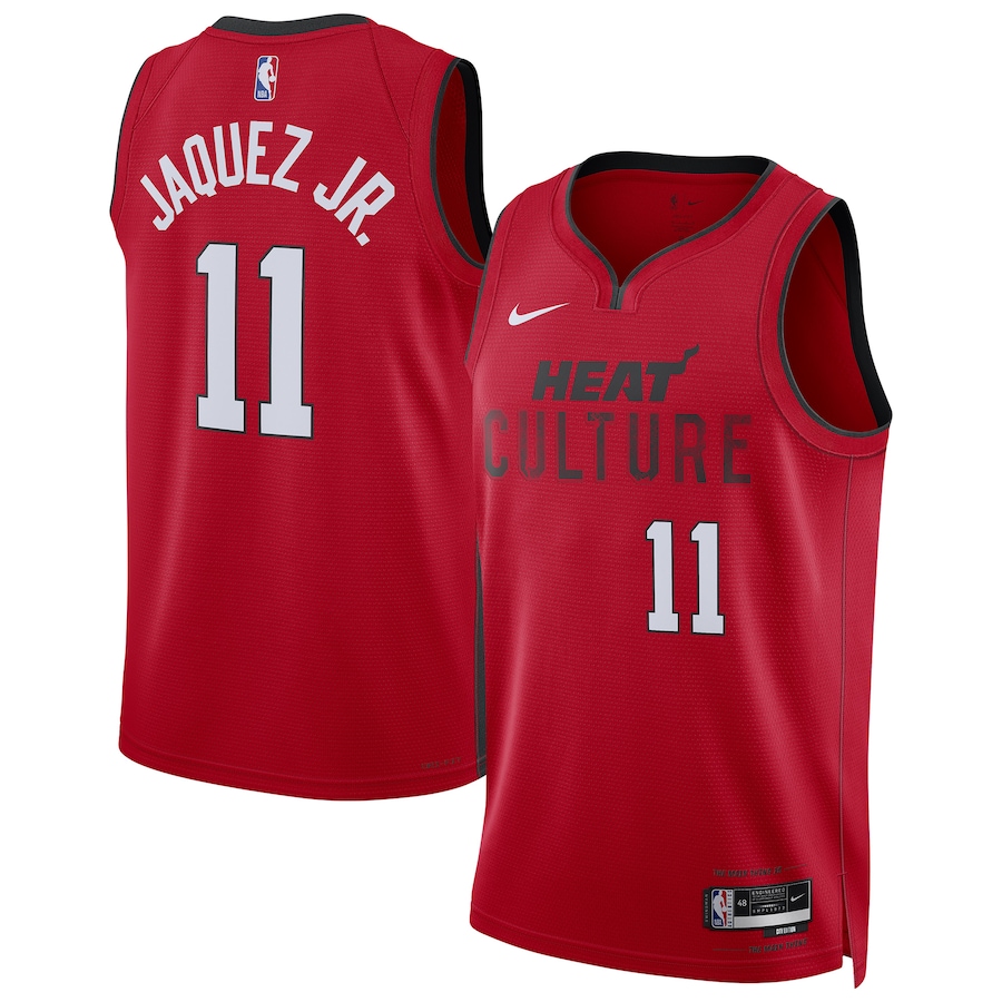 Men Miami Heat #11 Jaime Jaquez Jr. Nike Red City Edition 2024-25 Swingman Player NBA Jersey